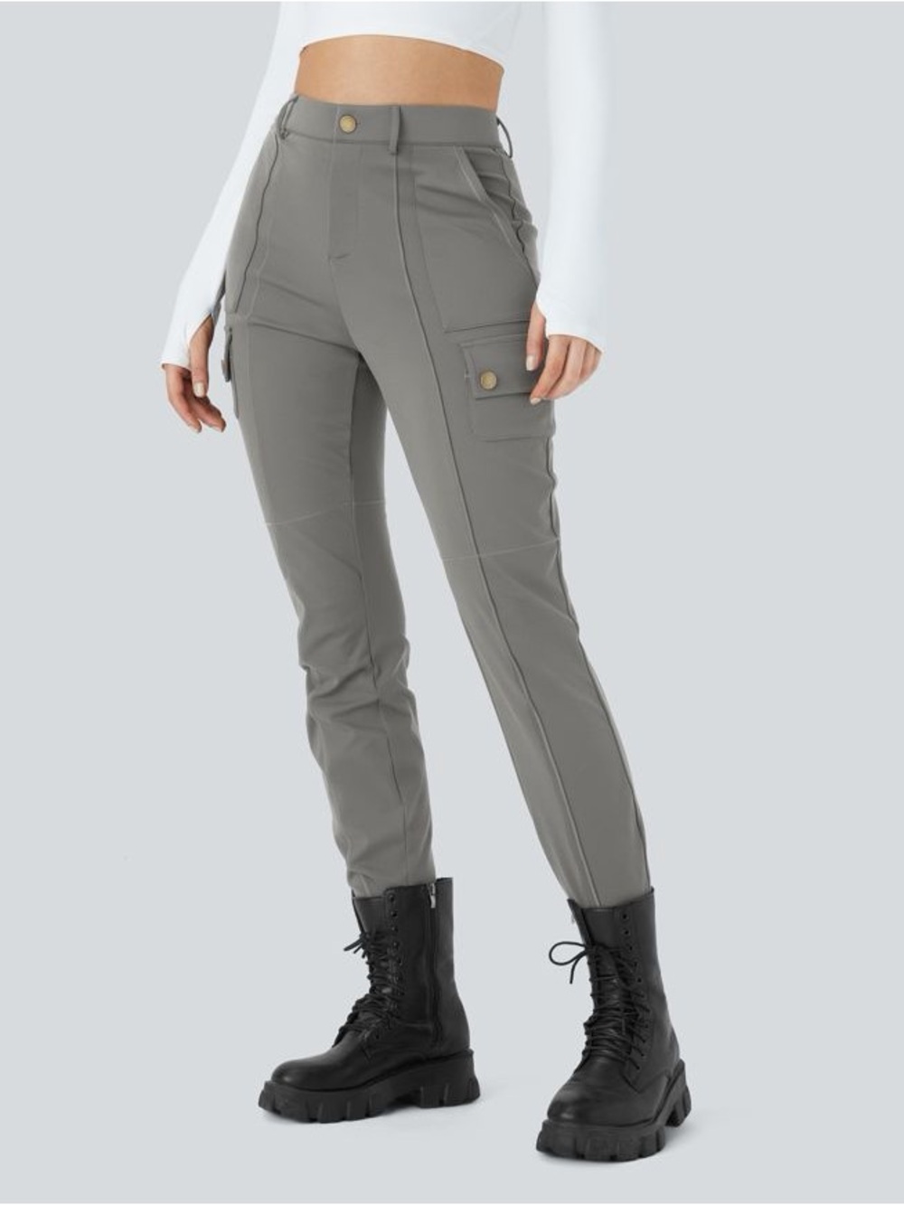 Halara DayStretch High Waisted Zipper Pockets Solid Skinny Cargo Pants sz S